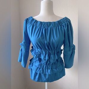 Blue Ruffled Women's Blouse